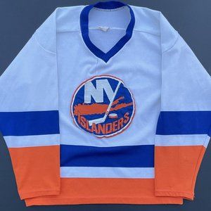 Vintage 1980’s New York Islanders Jersey White Blue Orange Medium Trottier Bossy